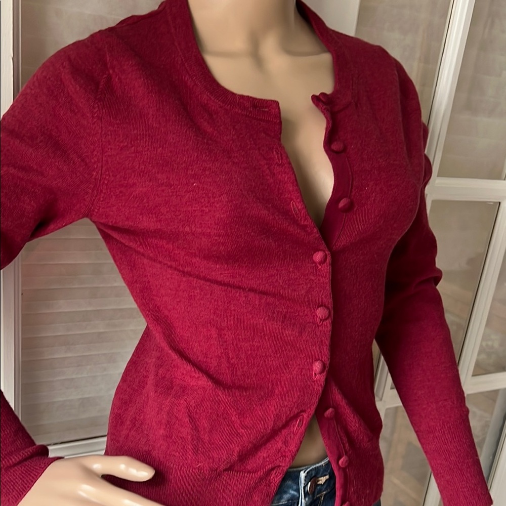 Women's Bannana Republic burgundy Red Cardigan Sweater SZ S